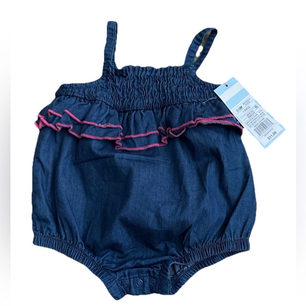 Cat & Jack Blue Bodysuit with Pink Trim